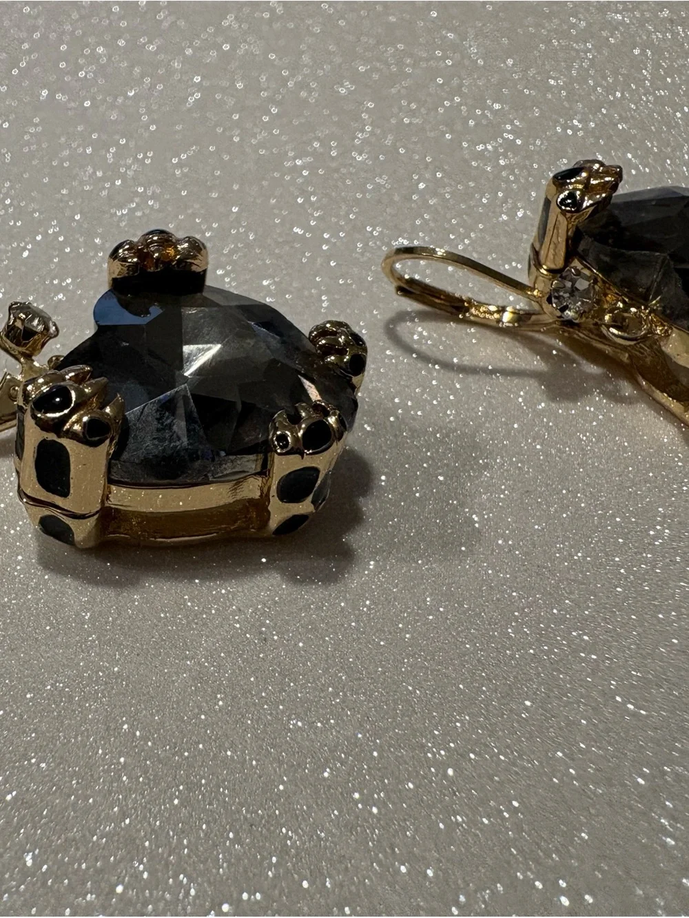 Betsey Johnson Gold-Tone Earrings with Smoky Blue Crystal